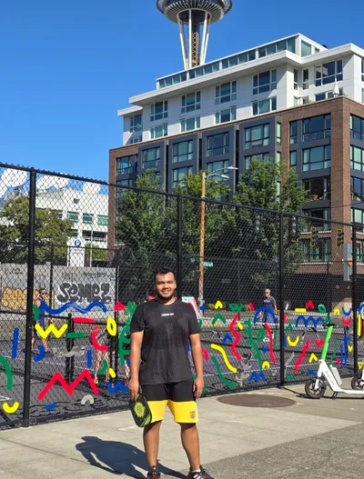 On a pickleball court